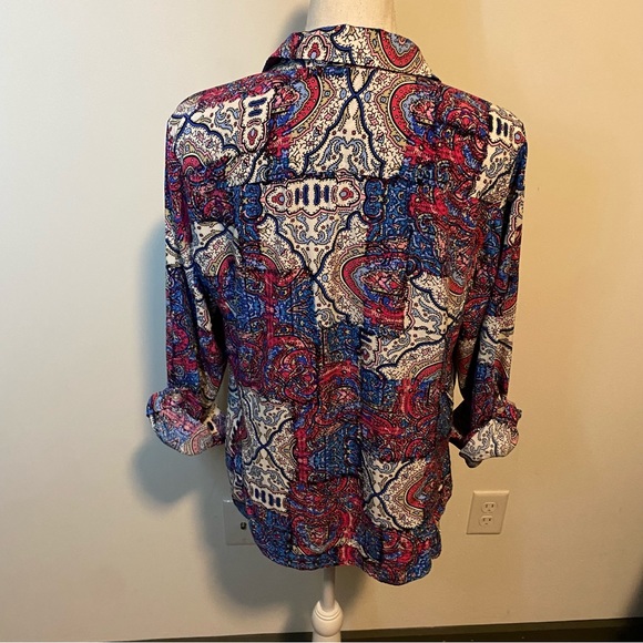 Jones New York Sport Paisley Long Sleeve Button Down Size Large - Picture 5 of 7